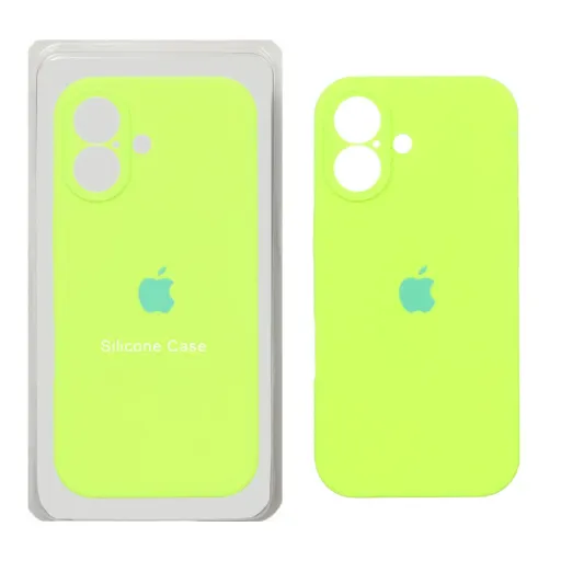قاب سیلیکونی درجه یک پاک کنی محافظ لنزدار اورجینال Apple iPhone 17 - سبز فسفری (پک اصلی)