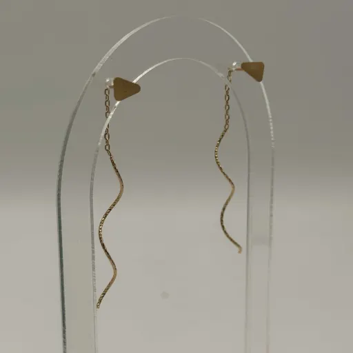 گوشواره بخیه ای طلا کرلی (موج دار)- 960 سوت
