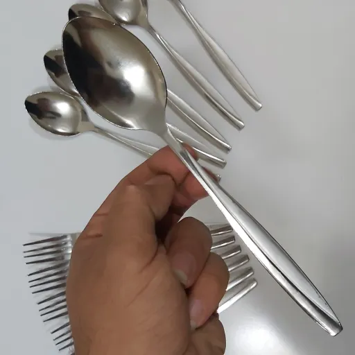 قاشق چنگال طرح ماینز استیل ضخیم (پک کامل6قاشق 6چنگال) 