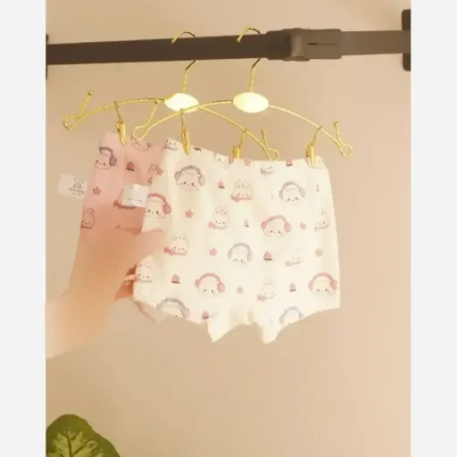 پک دوتایی شورت دخترانه نخ پنبه طرح پیشی هدفونی سایز 2 تا 10 سال گزینه ها سفید و صورتی | سایز سایز 3