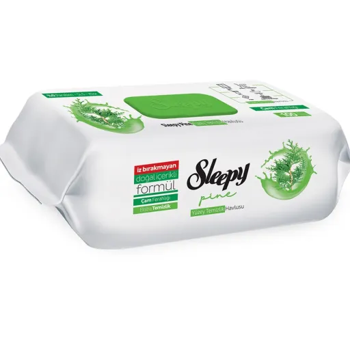 دستمال مرطوب همه کاره اسلیپی Sleepy مخصوص سطوح رنگ سبز کمرنگ بسته 100 عددی