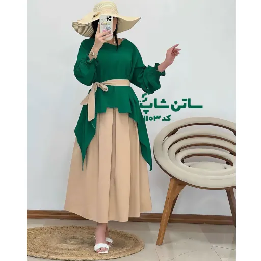 شومیز آوان کد: 1103 | برند ساتن شاپ | یقه گرد | رنگ زرد | جنس مازراتی | سایز بندی 38-50 | سایز فری سایز | کمربند نیاز ندارم