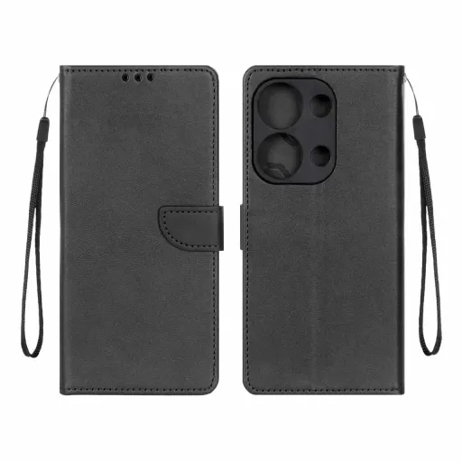 کیف چرمی موبایل جاکارتی مگنتی درجه یک محافظ لنزدار شیائومی مدل Xiaomi Redmi Note 14S / Note 13 Pro 4G / Poco M6 Pro 4G رنگ مشکی