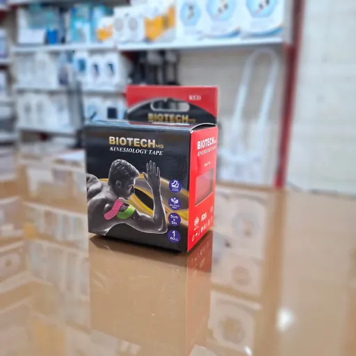 چسب کنزو تایپ (Kinesiology Tape) مارک Biotech  ضد حساسیت و مقاوم در برابر رطوبت رنگبندی صورتی