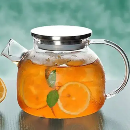 قوری پیرکس درب استیل صافی دار گنجایش 1000 میلیلیتر