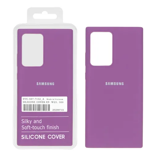 قاب سیلیکونی درجه یک پاک کنی محافظ لنزدار اورجینال سامسونگ مدل Samsung Galaxy Note20 Ultra - ارغوانی (پک دار)