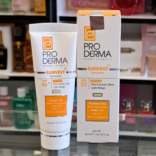 کرم ضدآفتاب رنگی بژ روشن پوست چرب SPF50 پرودرما