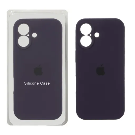 قاب سیلیکونی پاک کنی محافظ لنزدار اورجینال Apple iPhone 17 (پک اصلی) رنگ بنفش تیره