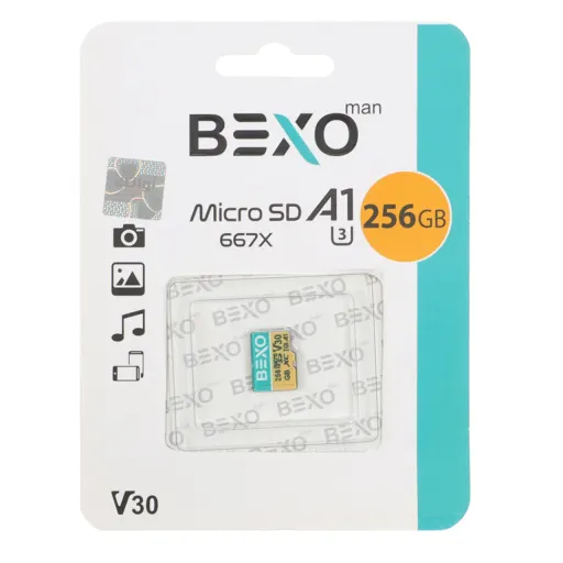 کارت حافظه microSDXC بکسو BEXO Extra 667X microSDXC A1 V30 UHS-I U3-256GB ظرفیت 256 گیگابایت