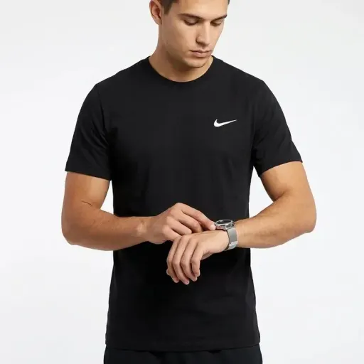 تیشرت مردانه آستین کوتاه یقه گرد مدل N-9765 جنس پلی استر ساده سایز مشکی - XXL