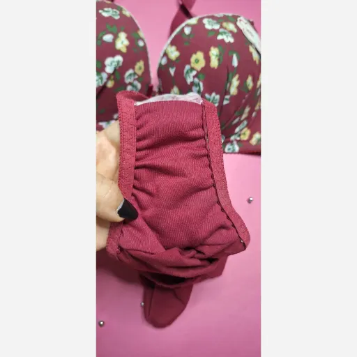 ست سوتین وشورت اسفنجی نخی گلدار رنگ و سایز 40/90مشکی
