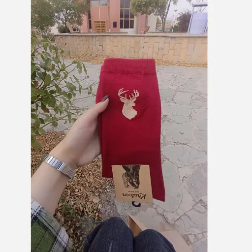 جوراب مردانه ساق بلند گوزنی رنگ سبز