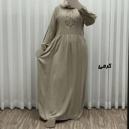 پیراهن ساحلی نخی گلدوزی شده مدل لنورا فری سایز مناسب تا 46 با کمربند گزینه ها مشکی