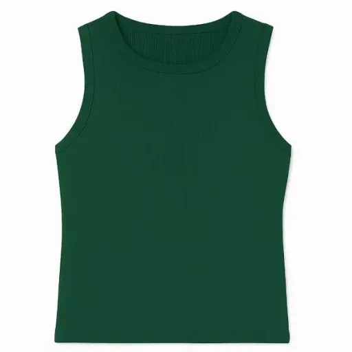 تاپ کراپ کبریتی زنانه یقه گرد بدون آستین طرح ساده مناسب استایل روزمره و اسپرت سایز سبز کله غازی - 36-40