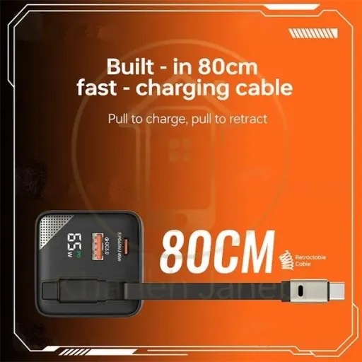 شارژر دیواری بیوا Biva HC-59 GaN Fast Charger توان 65 وات همراه با کابل جمع شونده