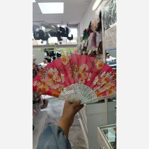 بادبزن پارچه ای گلدار تاشو 