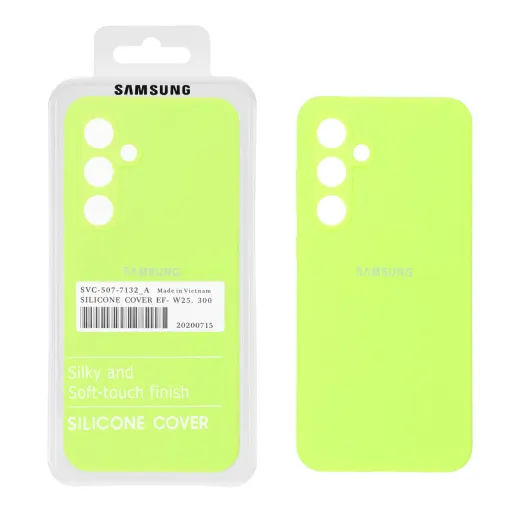 قاب سیلیکونی اورجینال درجه یک پاک کنی Master Quality محافظ لنزدار سامسونگ Samsung Galaxy S24 FE - (پک دار) رنگ سبز فسفری