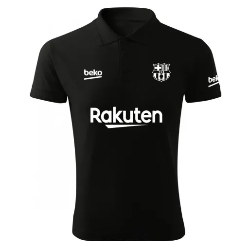 پولوشرت مردانه طرح تیم بارسلونا کد 160281 Black سایز مشکی - XL