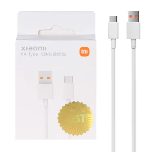 کابل شارژ اورجینال فست شیائومی 67W اصلی Xiaomi Type-C 6A (پک دار) رنگ سفید