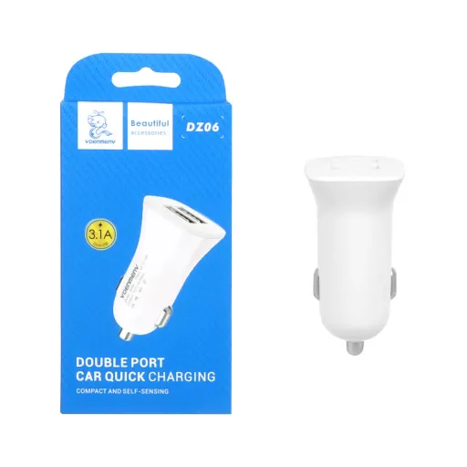 شارژر فندکی 15W فست دو پورت DENMEN مدل DZ06
