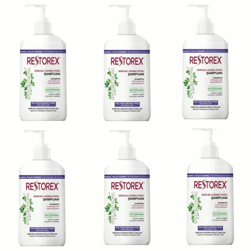 شامپو رستورکس Restorex ضد ریزش حاوی عصاره پیچک حجم 1000 میلی بسته آکبند6 عددی