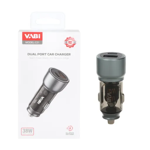 شارژر فندکی فست و PD دو پورت VABI مدل C21 38W