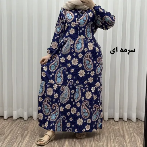 پیراهن فلور بوگاتی فری سایز تا 48 زنانه تنخور شیک و راحت چهارفصل بدون بدن نما گزینه ها نارنجی