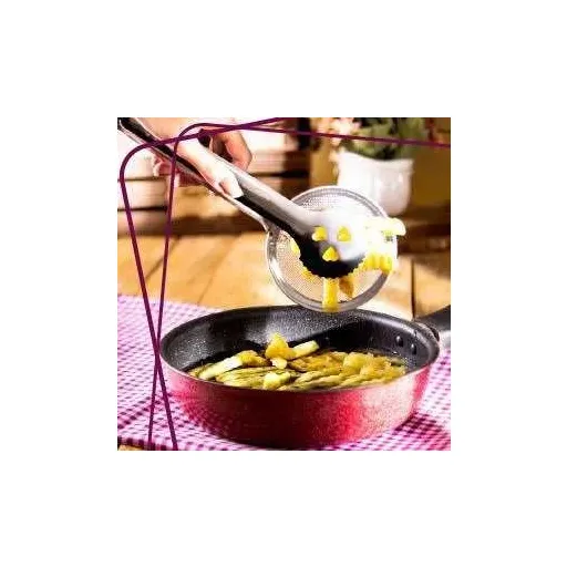 انبر روغن گیر استیل ضدزنگ دسته سیلیکونی دکمه دار با کیفیت رنگ صورتی