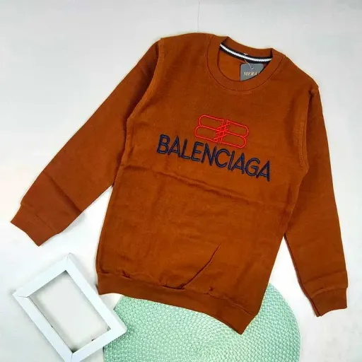 بلوز پسرانه یقه گرد طرح BALENCIAGA پارچه پنبه کبریتی گزینه ها سایز 9تا10سال(سایز55) | خردلی