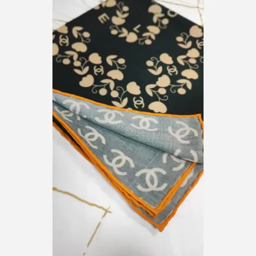 روسری نخ کایتون طرح چنل گلدار