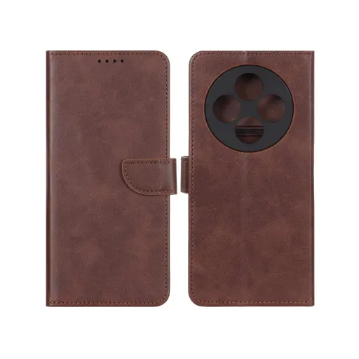 کیف موبایل چرمی جاکارتی و محافظ لنزدار MNC درجه یک شیائومی مدل Xiaomi Redmi 14C / Redmi A4 / Poco C75 رنگ قهوه ای
