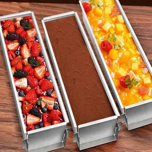 قالب شیرینی به گز مدل تیرامیسو مستطیل کد 730 G رنگ نقره ای