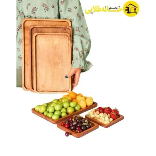 سینی چوبی ایت 6 عددی مستطیل قطر 10mm