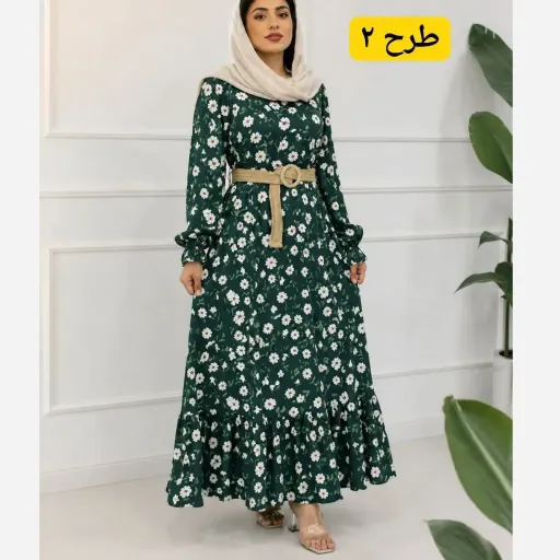پیراهن زنانه مانتویی یقه چپ و راستی مدل بنفشه جنس سوپرسافت مناسب بارداری و شیردهی طرح بندی طرح 2
