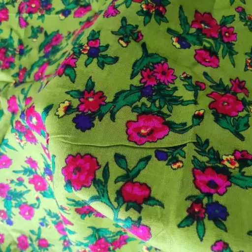 شال موهر پاکستانی گل ریز زمینه سبز چمنی خنک مناسب چهارفصل