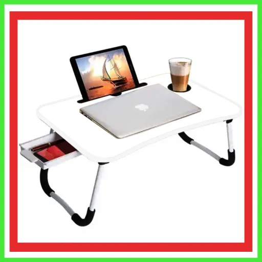 میز تحریر Mdf(70در50)ارتفاع 32cm تاشو سفید وایت بردی صادراتی نوار و قطعات پلاستیکی سفید