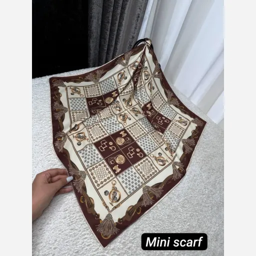 مینی اسکارف توییل رابون(هفت رنگ) رنگ گلبهی سدری