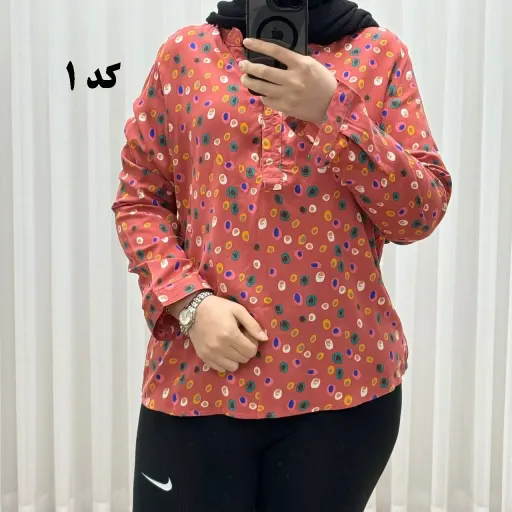 شومیز نخی وارداتی فری سایز تا سایز 50 تن خور شیک و راحت چهارفصل با دکمه جلو بدون سایه اندازی گزینه ها کد-2