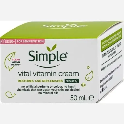 کرم شب ویتامینه و ترمیم کننده پوست حساس سیمپل مدل Vital Vitamin