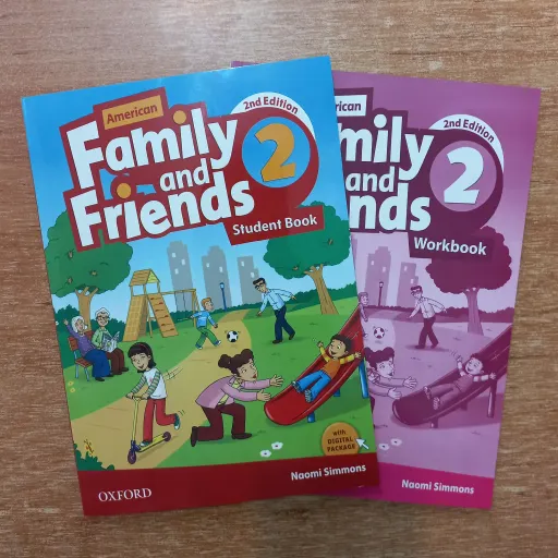 کتاب زبان فمیلی اند فرندز American Family and Friends 2 سایز وزیری به همراه کتاب کار