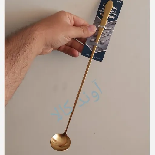 قاشق پارچ شربت بلند یونیک 30cm استیل طلایی(ملاقه بلند شربت قاشق پارچ بلند استیل)  رنگ طلایی