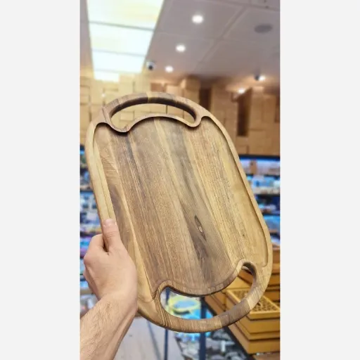 سینی چوبی گردو دیبا سایز بزرگ: 46×30×2 سانتی‌متر
