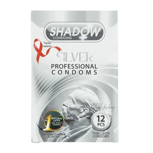 کاندوم تاخیری نازک نقره ای شادو SHADOW SILVER بسته 12 عدد