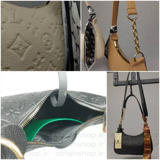 کیف دستی و دوشی چرم زنانه اسکارف دار | فروشگاه کیف اتریش رنگ کرم