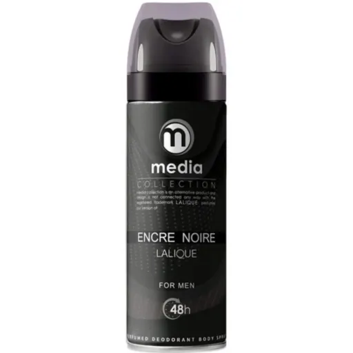 اسپری دئودورانت مردانه مدیا Media مدل Encre Noire Lalique حجم 200 میلی لیتر