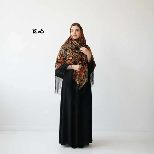 روسری ترکمن اصل ترکیه قواره بزرگ 140-150 سانت نخی ریشه دستباف چهار فصل بدون چروک