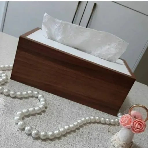 جعبه دستمال کاغذی رایکا چوبی mdf یا جا دستمال کاغذی رومیزی