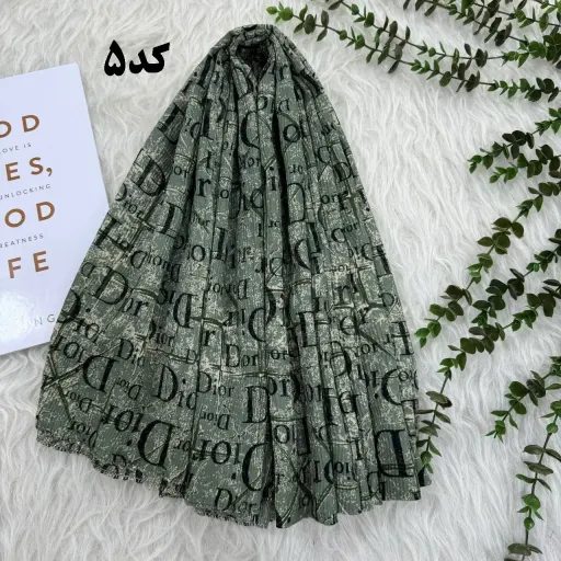 شال نخی طرحدار برشکا مدل Dior کد 1347 قواره 190x75 سانتیمتر بدون آبرفت و رنگ رفت گزینه ها کد-2