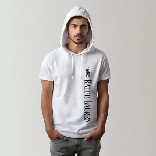 تیشرت کلاه دار مردانه سفید آستین کوتاه طرح Ralph Lauren کد C14030218b سایز سفید - XXL