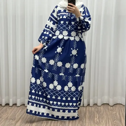 پیراهن فلور بوگاتی مدل گوله برفی فری سایز تا 48 چهارفصل شیک و راحت بدون چروک و سایه اندازی بند کمر قابل تنظیم زنانه گزینه ها مشکی
